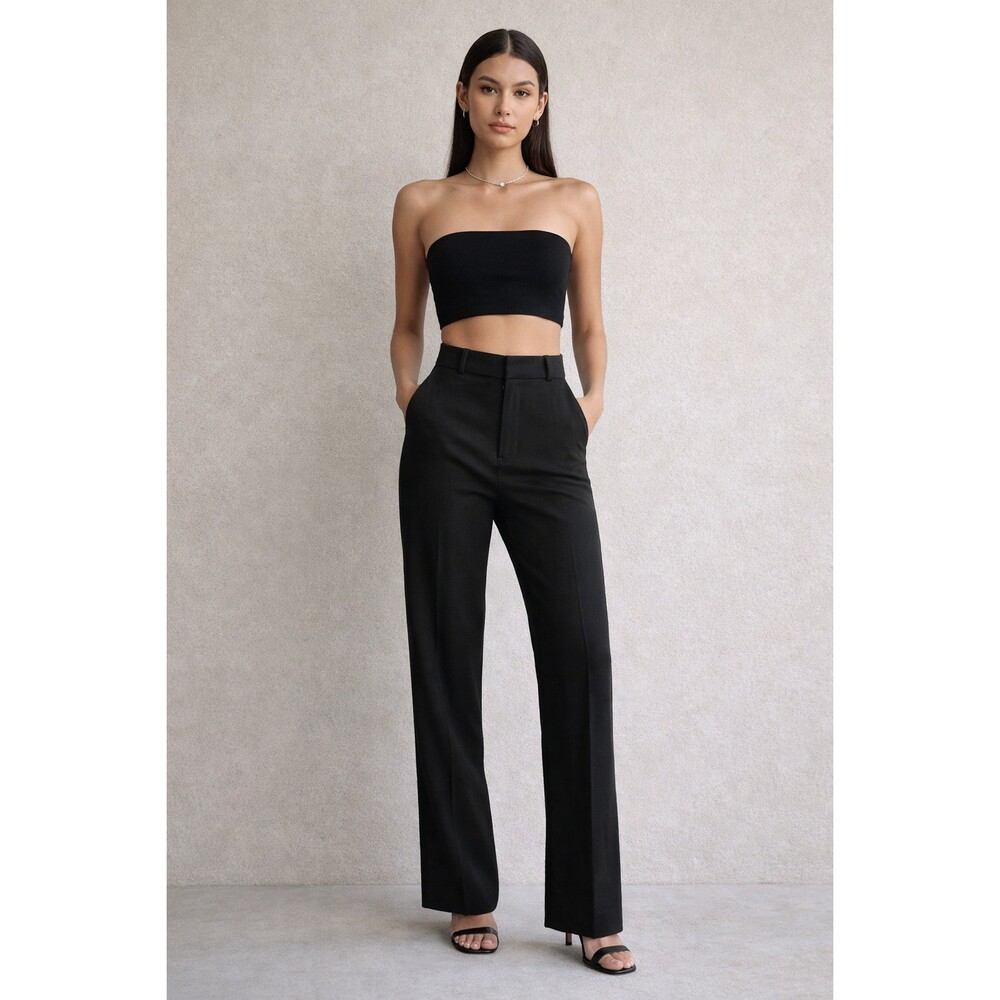 bebe Black Bootcut Flare Trousers Size 2 Mid Rise 90s Minimalist Dress Pants